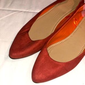 Coral Colored Point Toe Flats